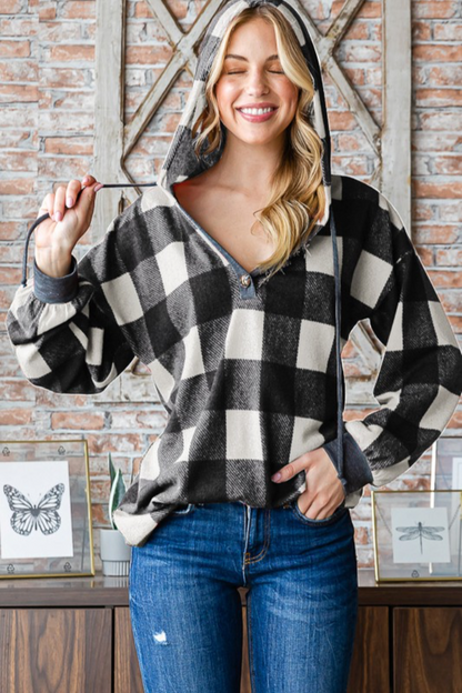 Plaid Hooded Top