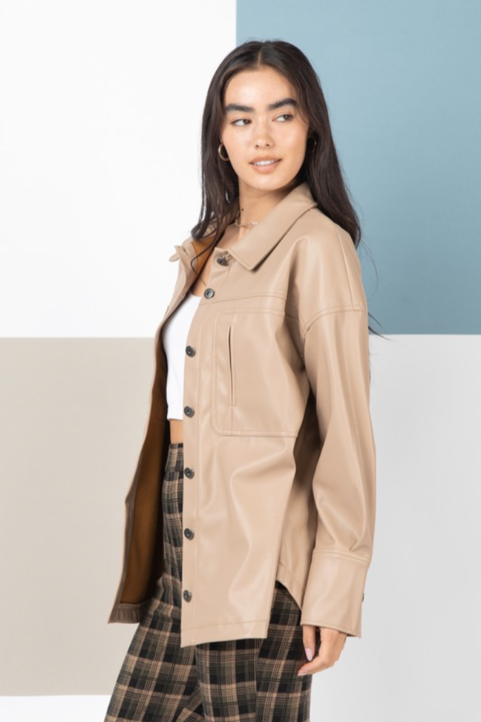 Faux Leather Shirt