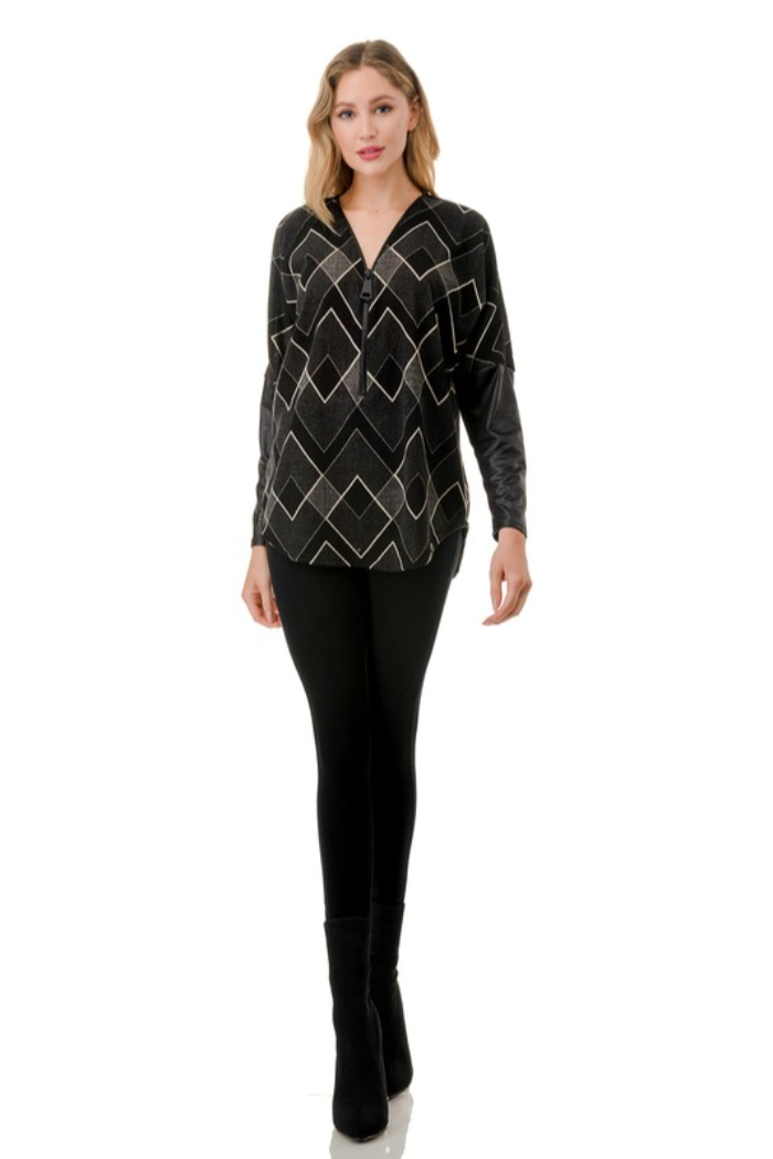Geometric Zipper Top