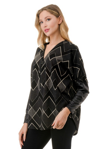 Geometric Zipper Top