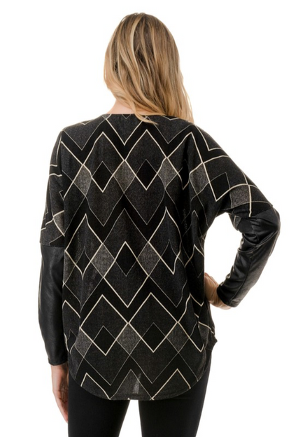Geometric Zipper Top