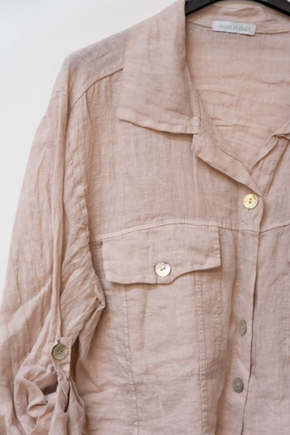 Linen Raw Edge Crop Top/Jacket