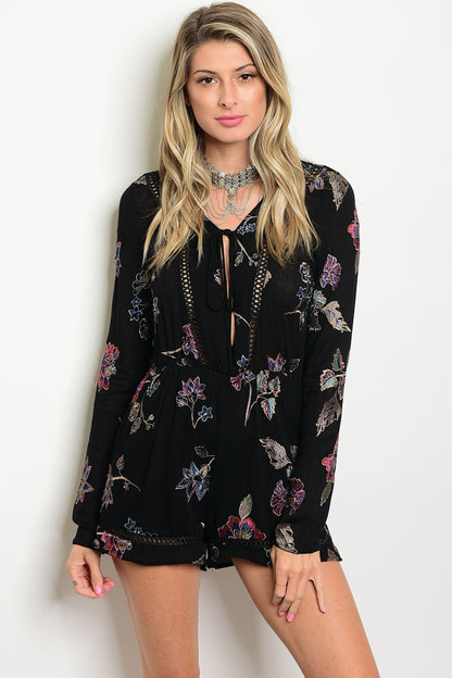 Floral Embroidered Mini Romper