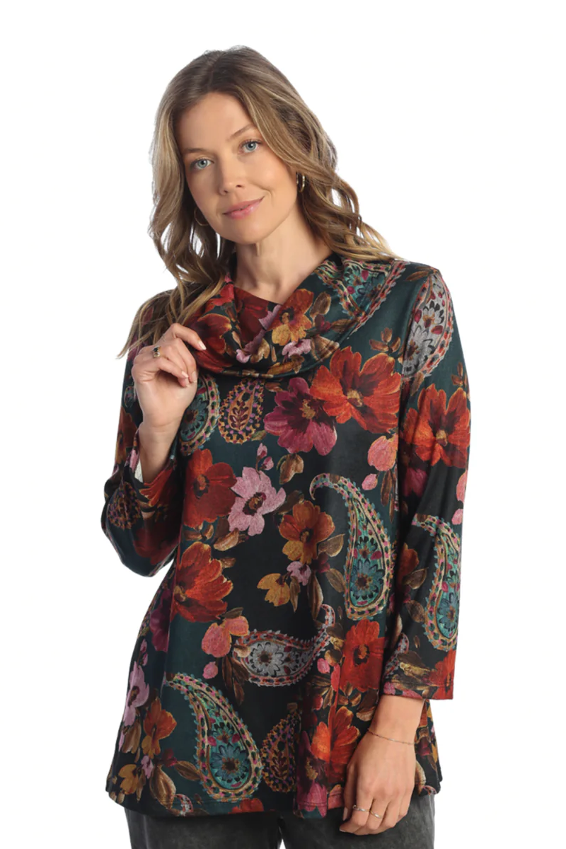 FRENCH BRUSHED KNIT MOCK NECK TUNIC