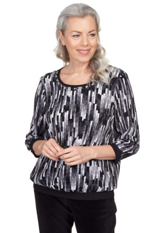 Petite Chenille Embellished Knit Banded Top