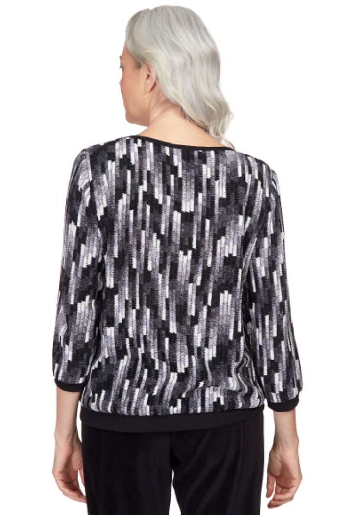 Petite Chenille Embellished Knit Banded Top