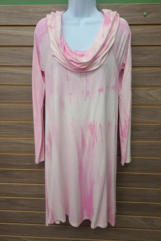 Pink Tie Dye Cowl Tunic
