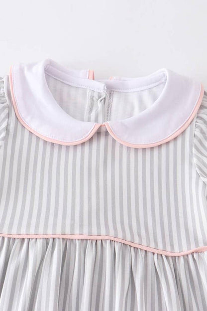Pink Stripe Puff Sleeve