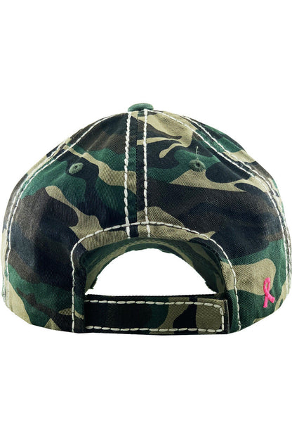 Pink Ribbon Flag Washed Cap
