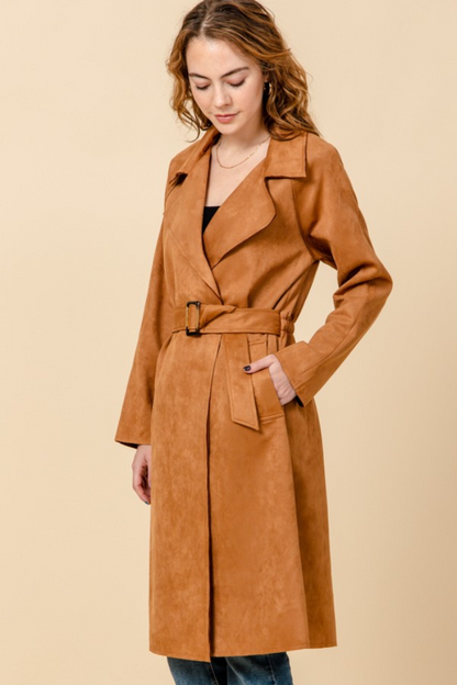 Suede Camel Trench Coat