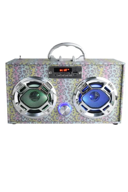 Leopard Glitter Bluetooth Boombox