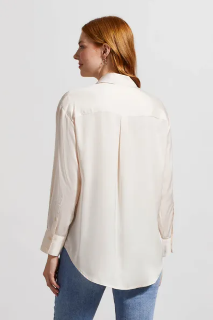 FLOWY SATIN BUTTON-UP SHIRT