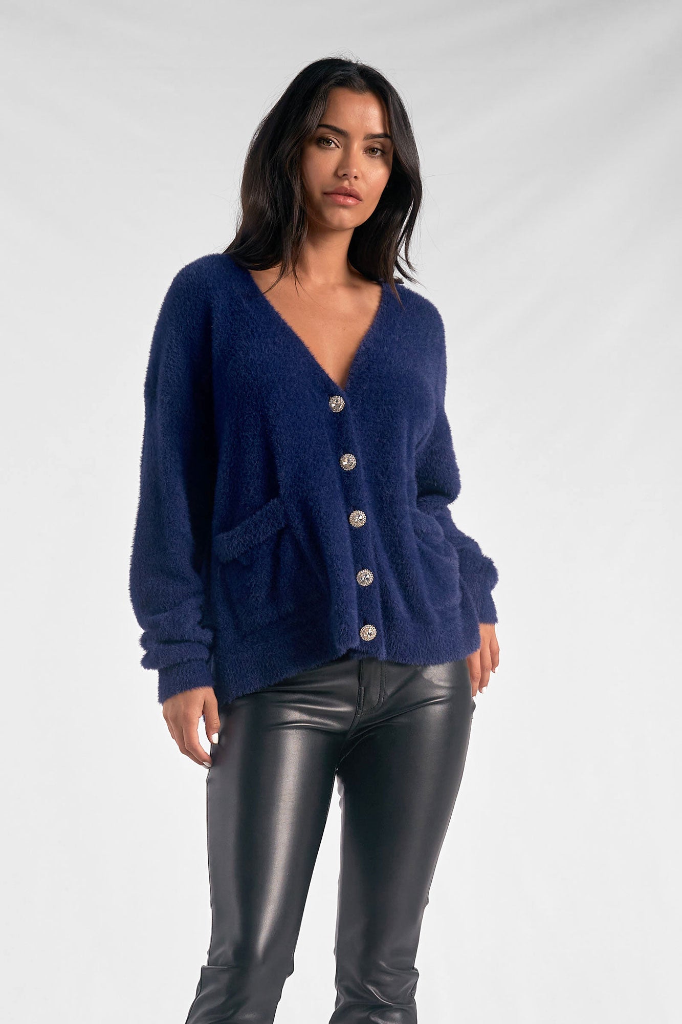 Rhinestone Button Cardigan