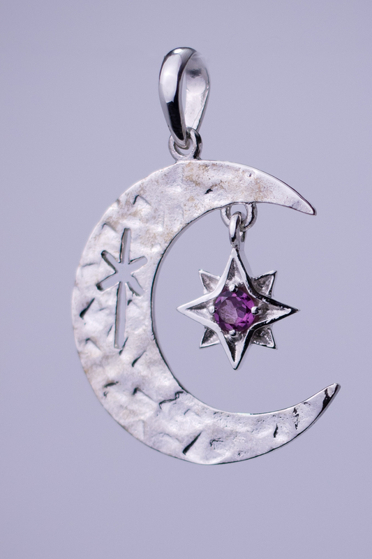 Crescent Moon North Star Pendant