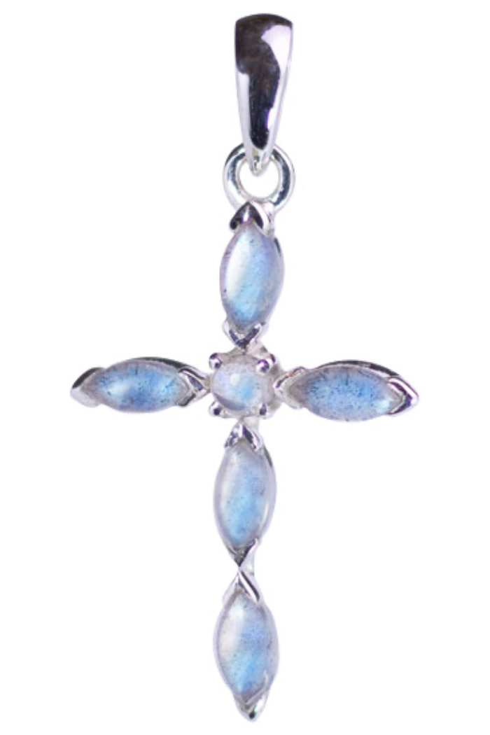 Moonstone Inspirational Cross Pendant
