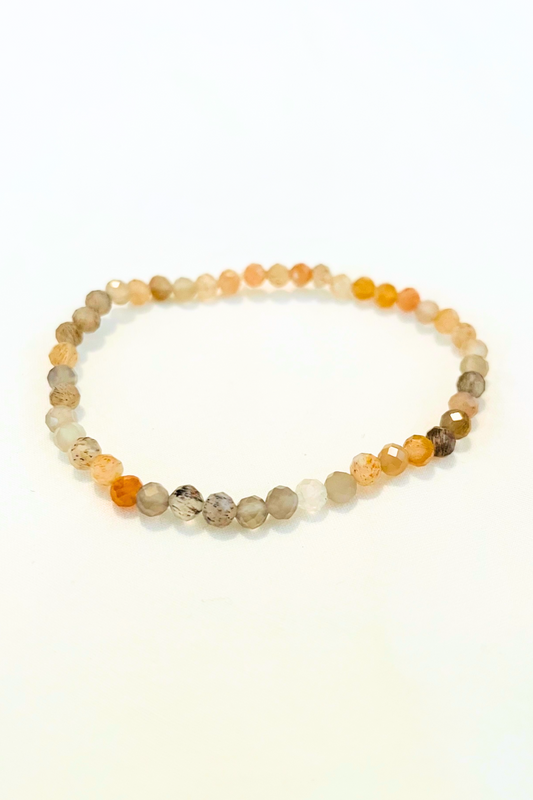 Peach Grey Moonstone Healing Gem Bracelet - 4MM