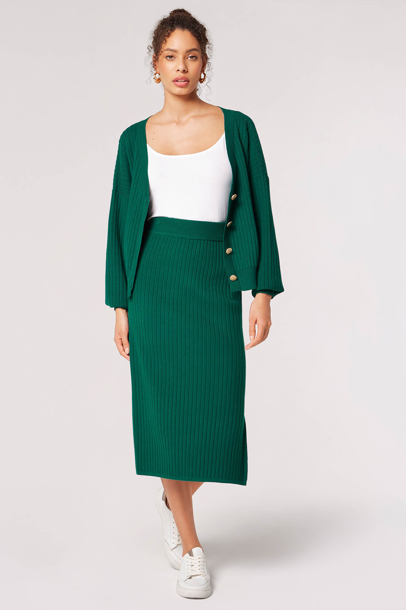 Knitted Ribbed Midi Skirt