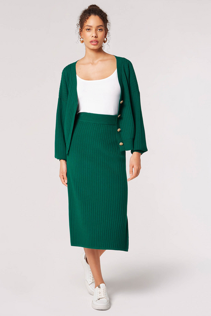 Knitted Ribbed Midi Skirt