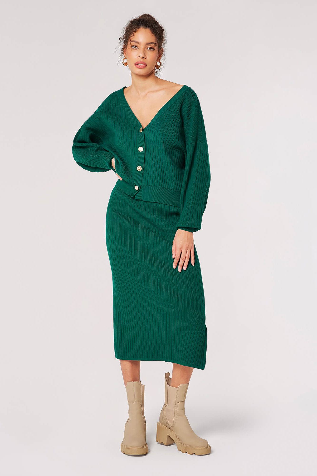 Knitted Ribbed Midi Skirt