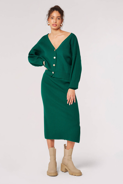 Knitted Ribbed Midi Skirt