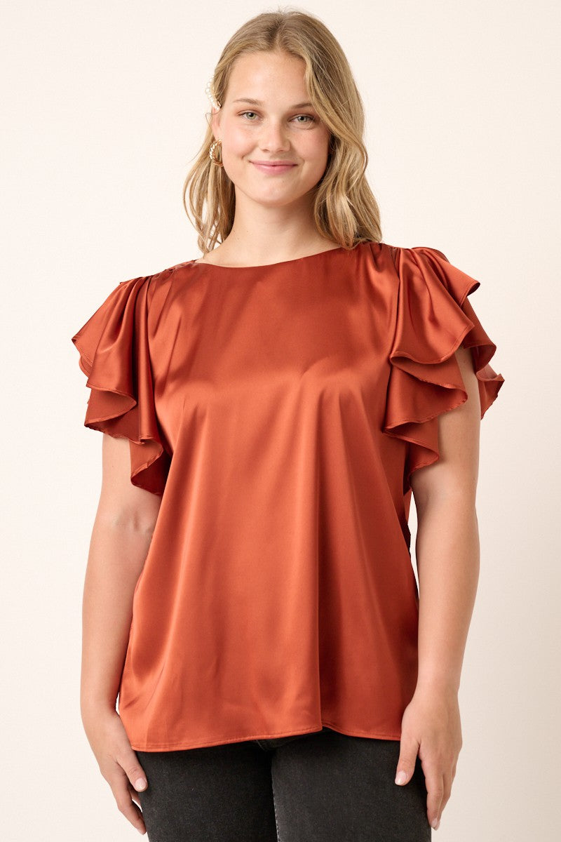 Fluttering In Satin Top