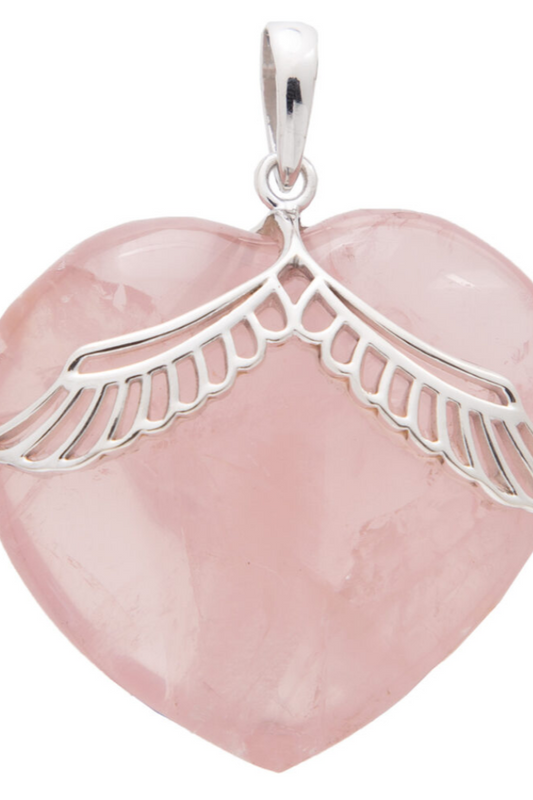 Rose Quartz Sweetheart Angel Wing Pendant