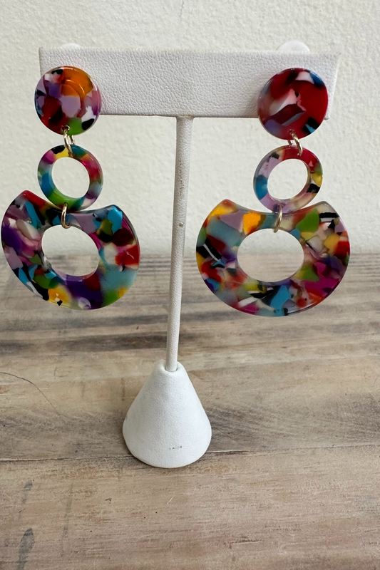 Abstract Clip On Circle Dangles