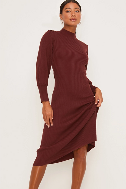 Rustic Brown Sweater Dress