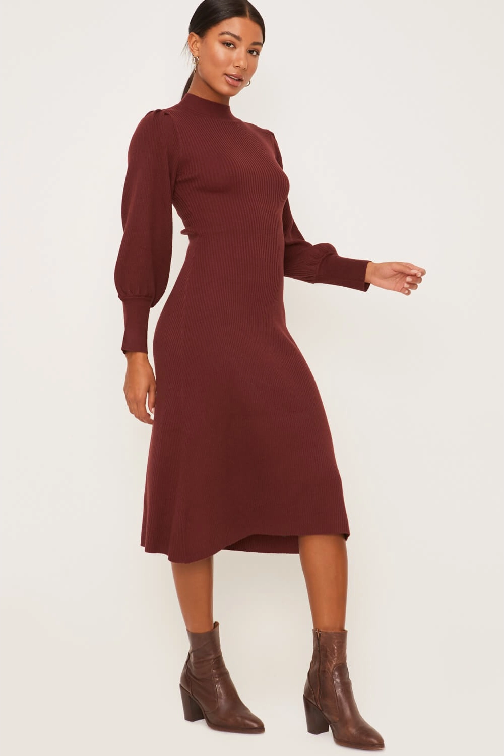 Rustic Brown Sweater Dress