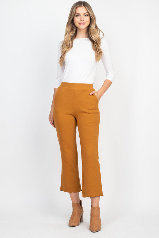 Mustard Ribbed Crop Pants