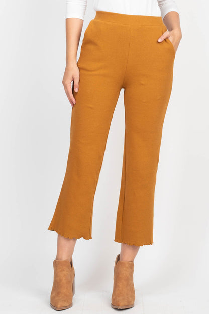 Mustard Ribbed Crop Pants
