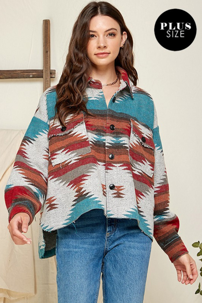 Plus Aztec/tribal Print Jacket