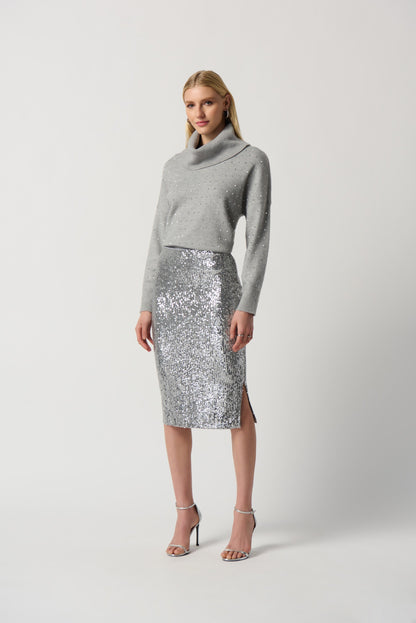 Cowl Neck Sweater- Light Grey