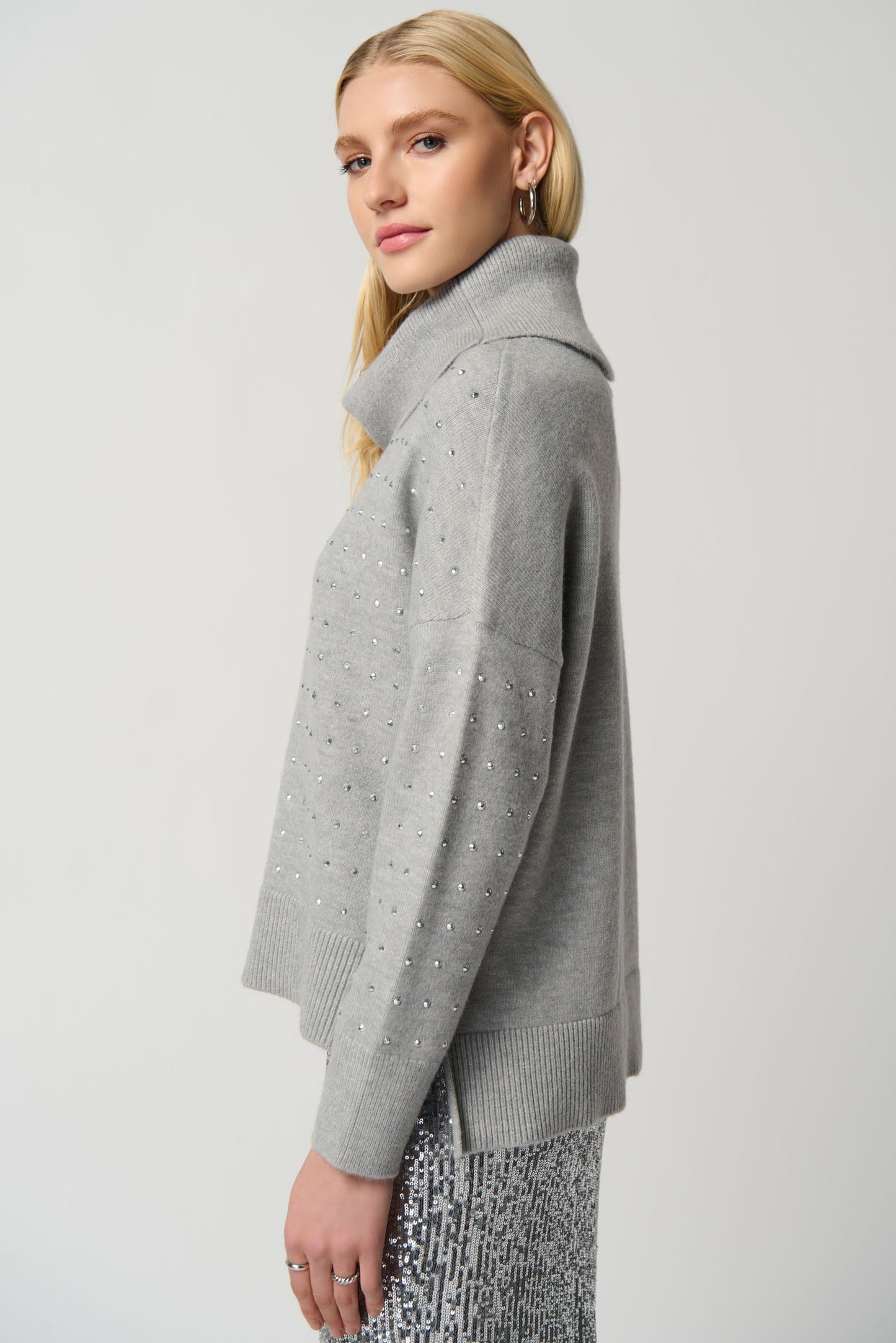 Cowl Neck Sweater- Light Grey