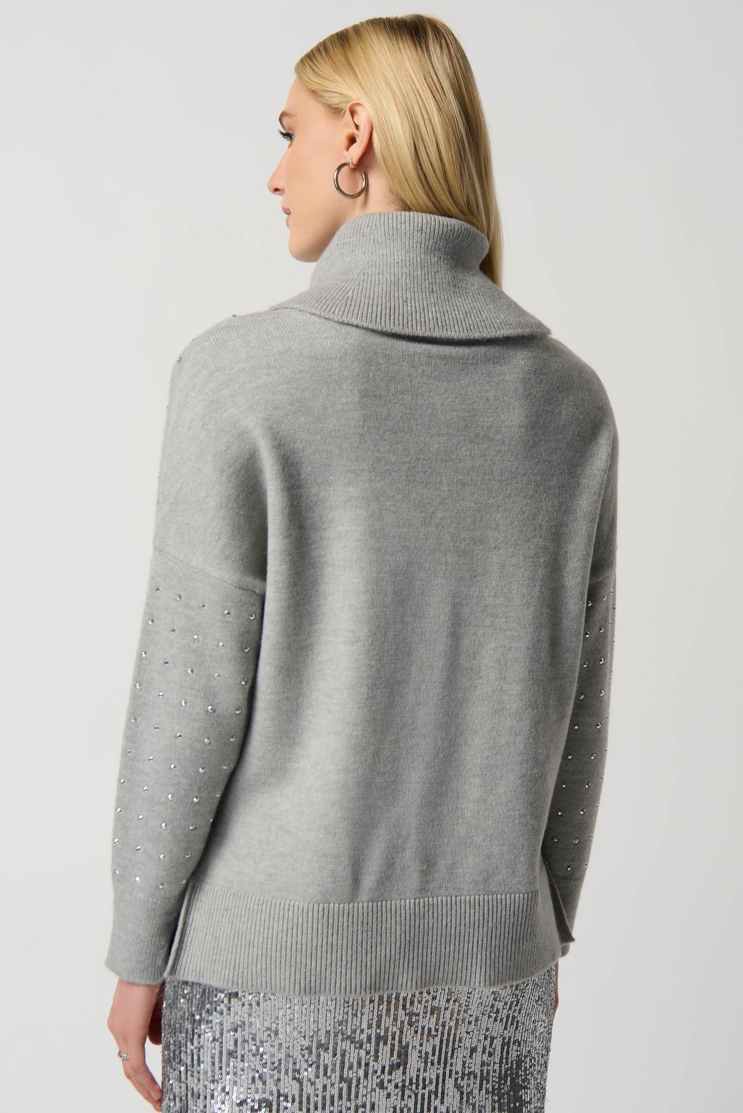 Cowl Neck Sweater- Light Grey
