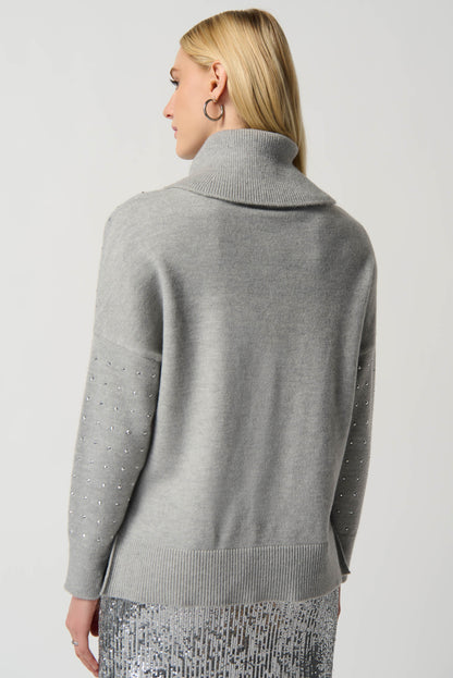 Cowl Neck Sweater- Light Grey