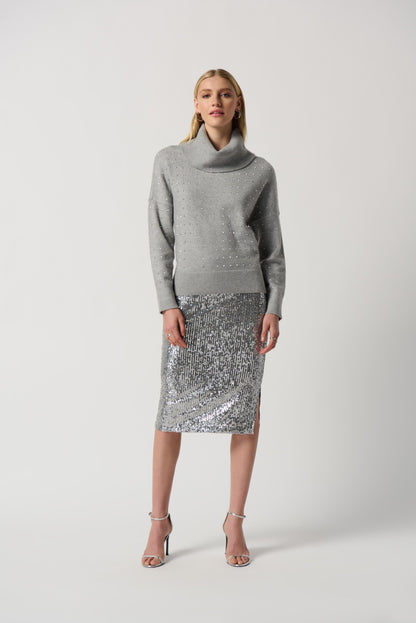 Cowl Neck Sweater- Light Grey