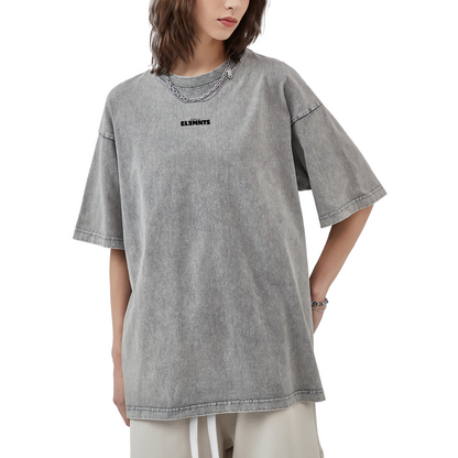 ESSNTIAL ELEMNTS Unisex 250G Acid Wash Oversize Tee