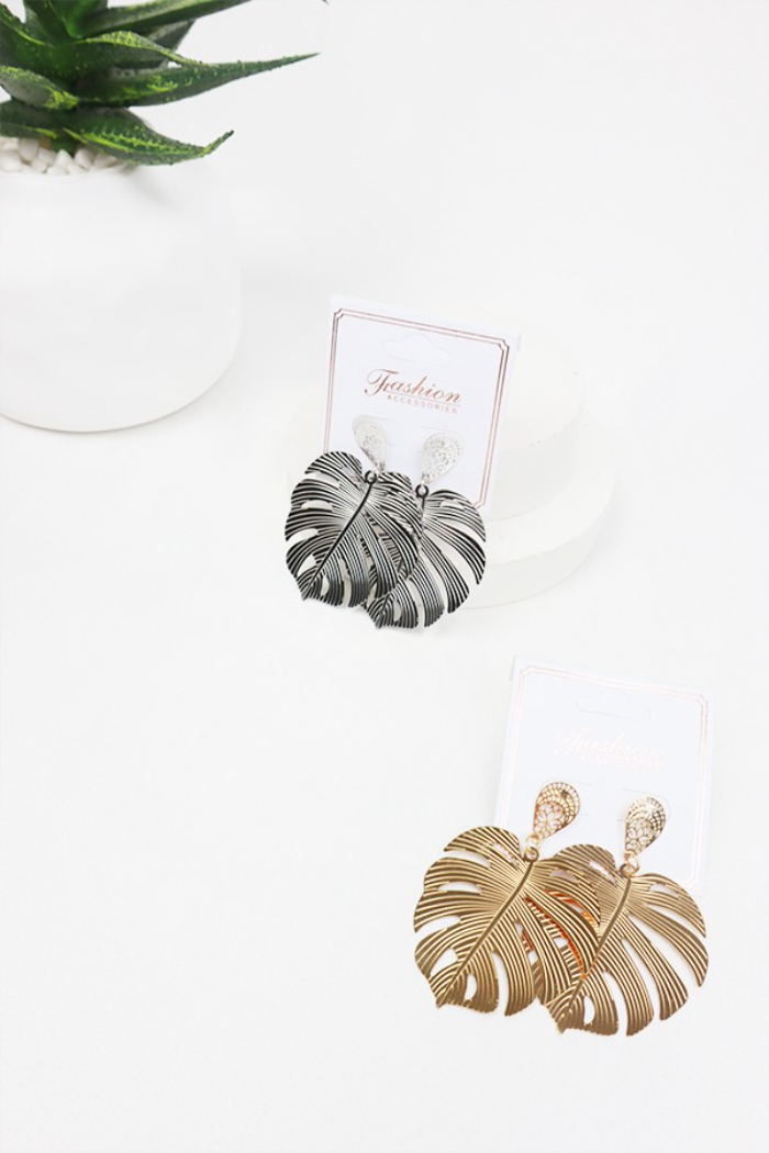 Palm Leaf Drop Earrings