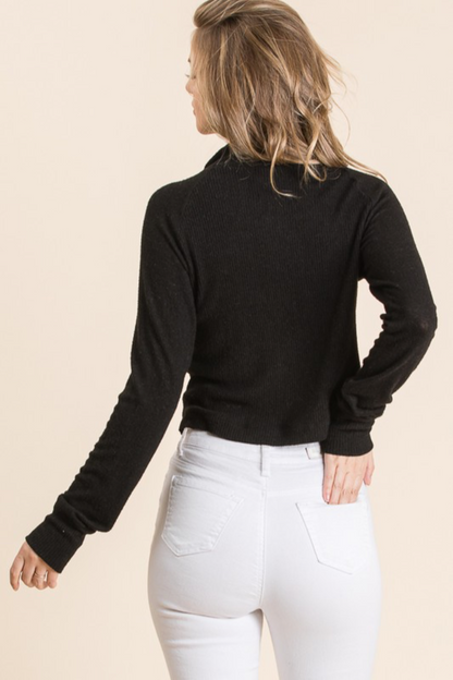 Ribbed Mock Neck Top