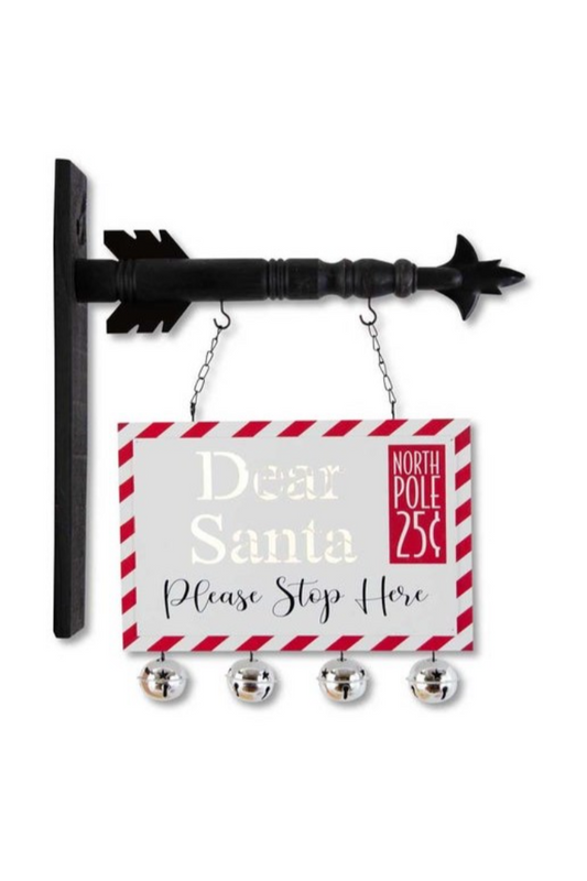 Lighted DEAR SANTA Postcard Hanging Sign