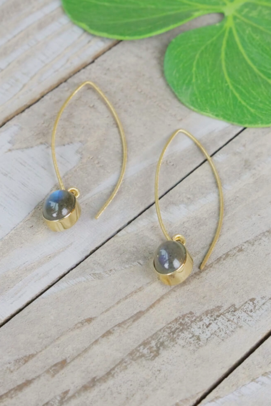Brass Stone Drop Earring
