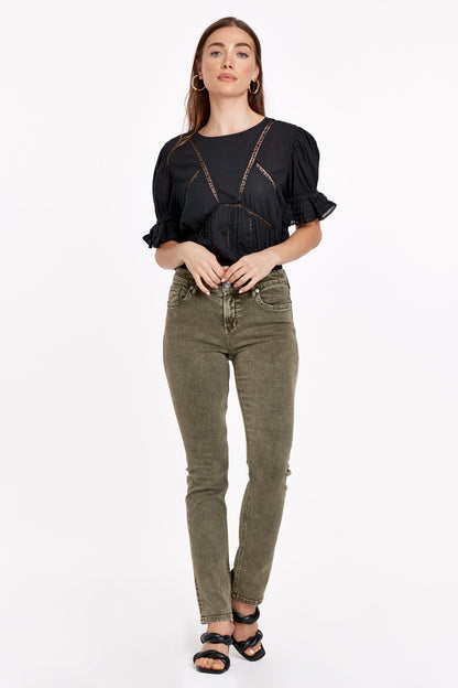 Blaire Olive High Rise Denim