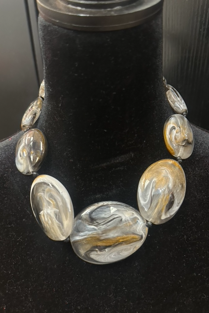 Marbled Stone Statement Necklace