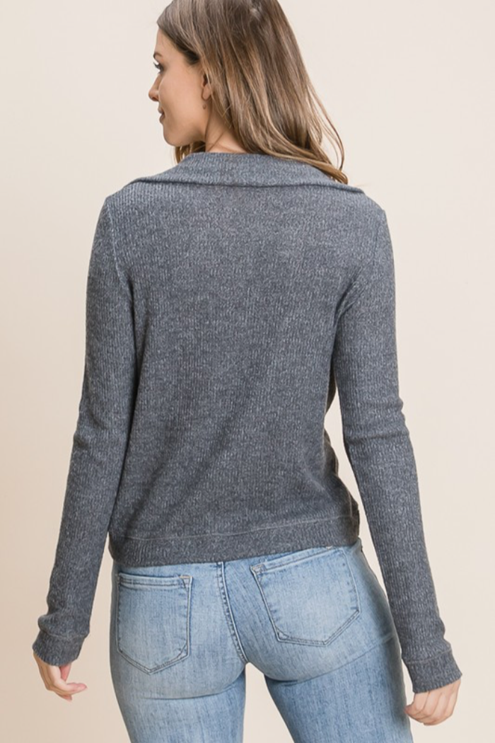 Half Zipper Collar Top