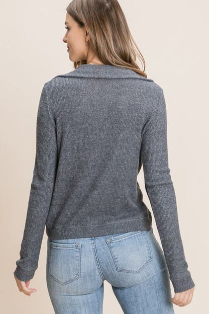 Half Zipper Collar Top
