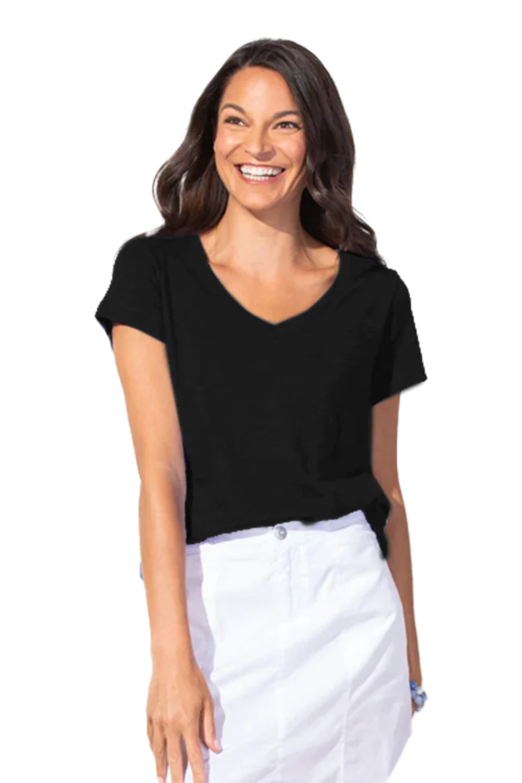 Cotton Slub-Knit V-Neck Tee