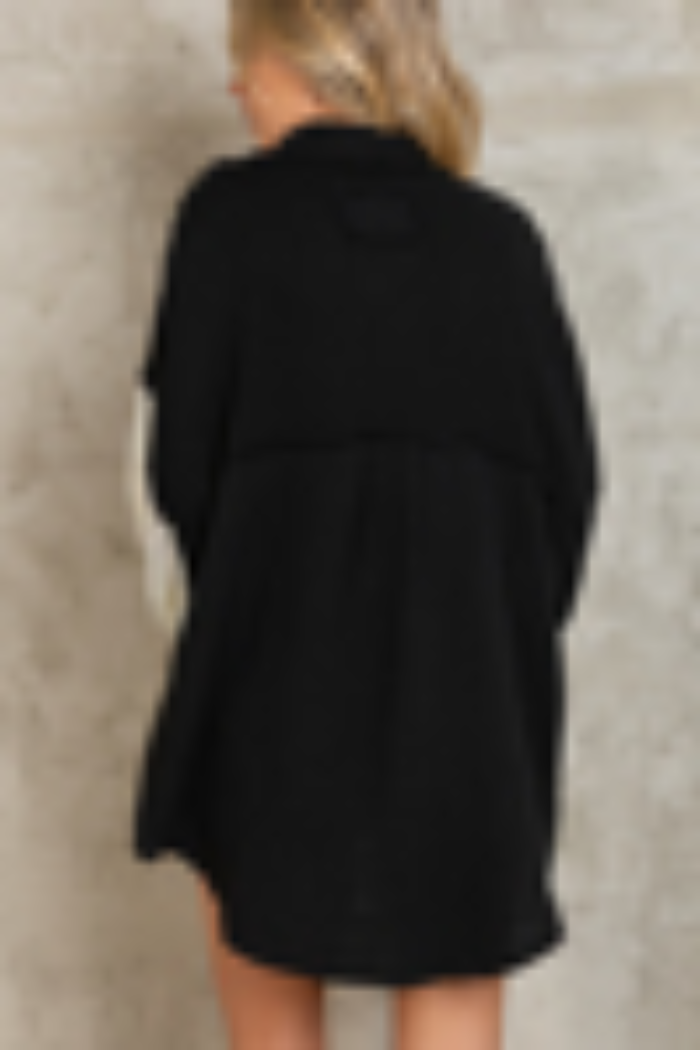 Contrast Sleeve Lightweight Shacket