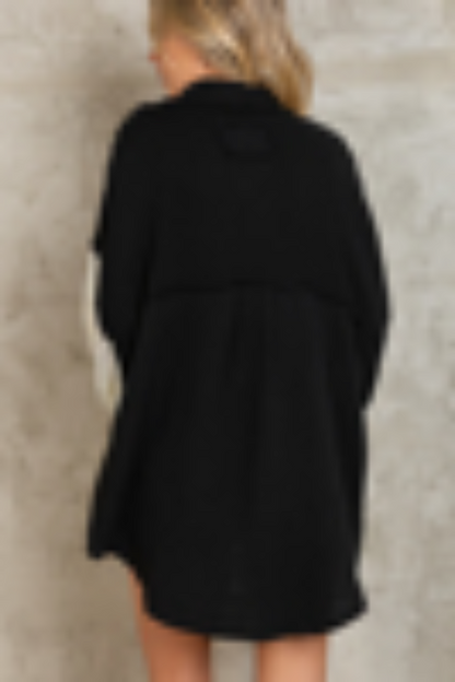 Contrast Sleeve Lightweight Shacket