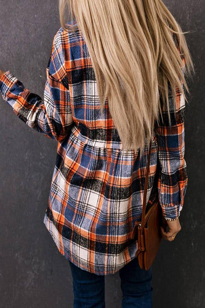 Multicolor Plaid Ruffled Shirt Jacket
